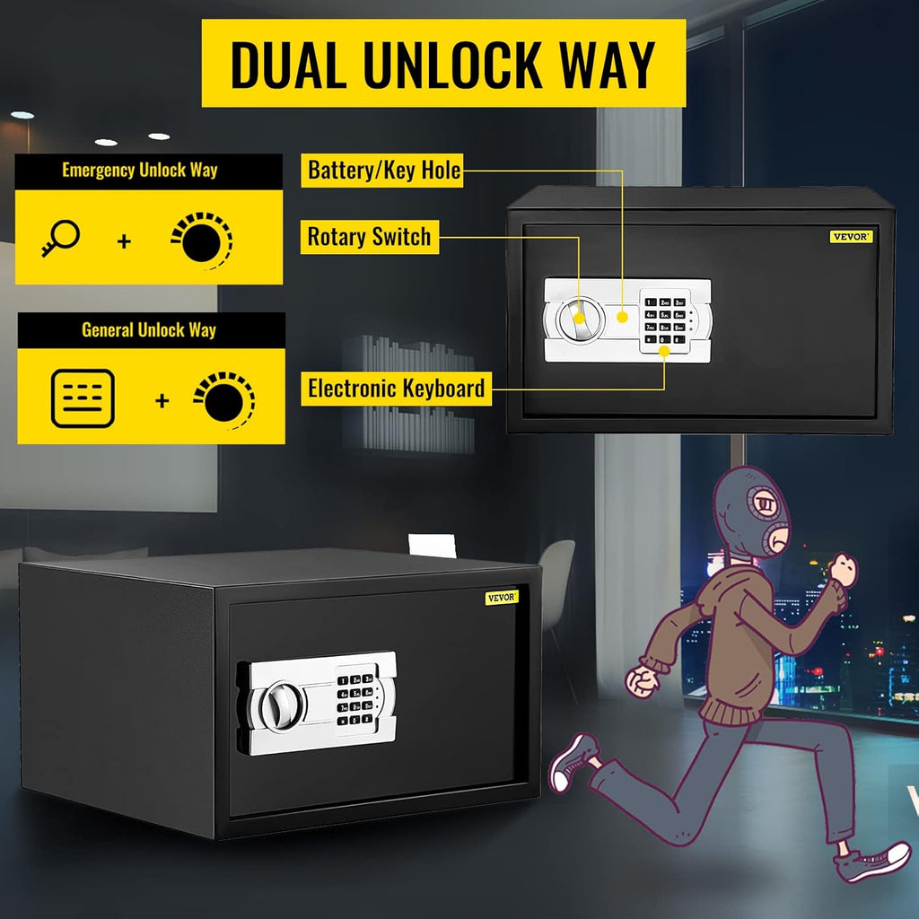0.8 Cubic Feet Carbon Steel Digital Safe Box with Two Keys B782222