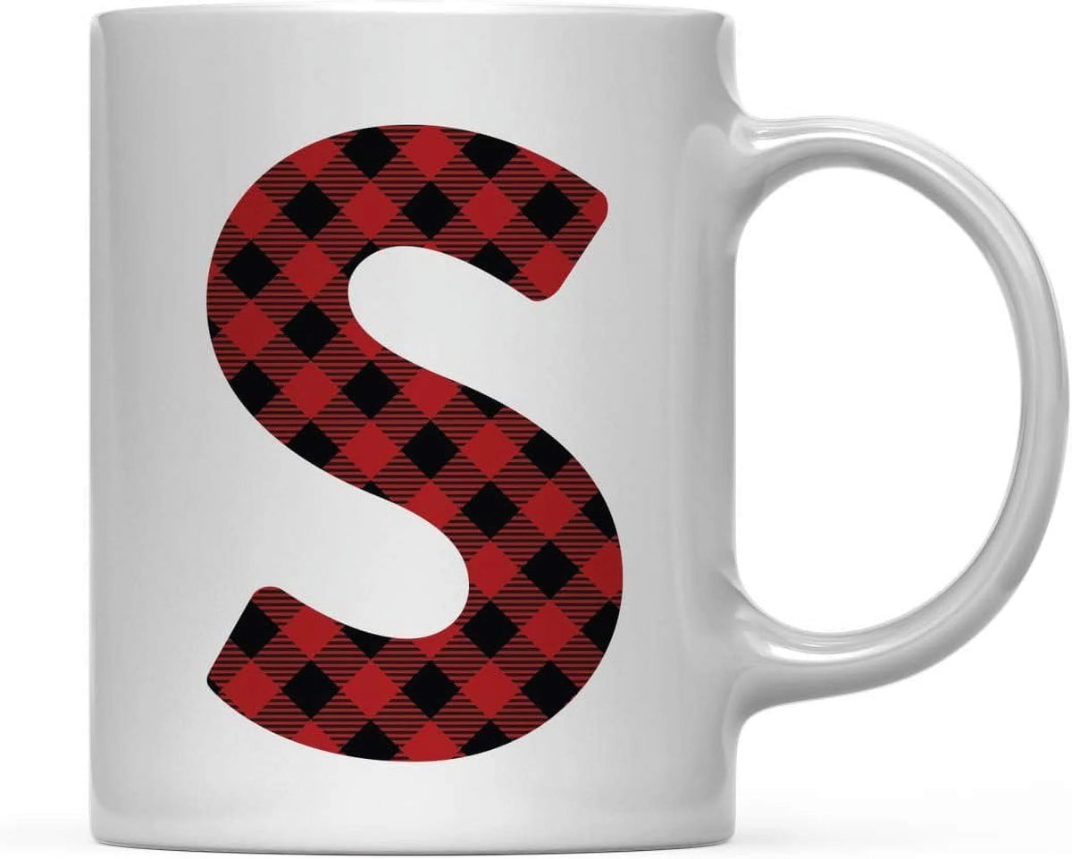 Hot Chocolate Coffee Mug Gift, Red Plaid Initial Letter S, 1-Pack, Includes Gift Box C37218
