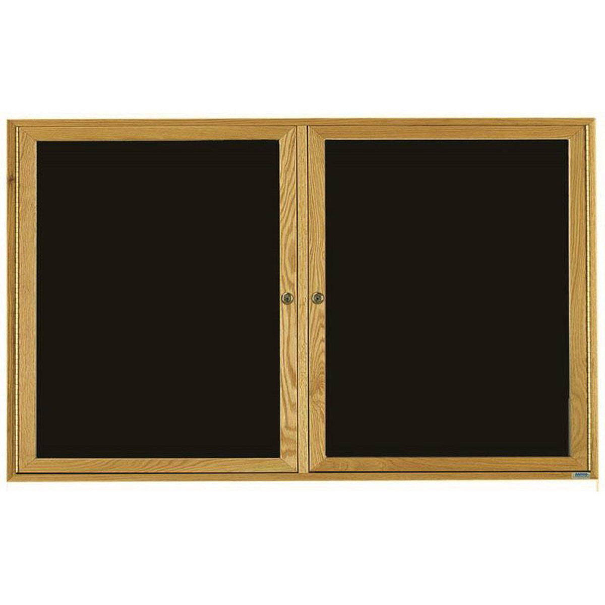 2 Door Enclosed Black Felt Changeable Letter Board with Red Oak Frame U6497