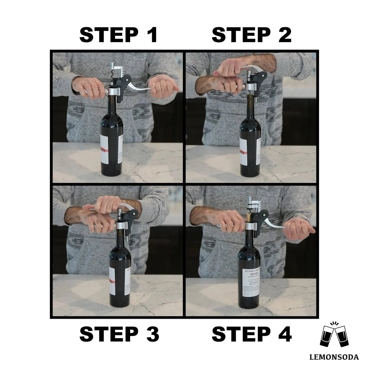 Wine Bottle Opener Kit with Corkscrew, Pourer, Foil Cutter, Stopper I429365
