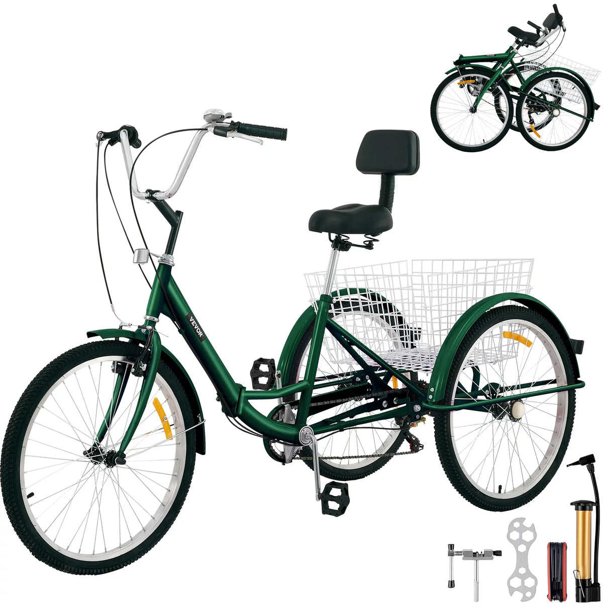 Foldable 7-Speed Adult Tricycle 24" Wheels P7782