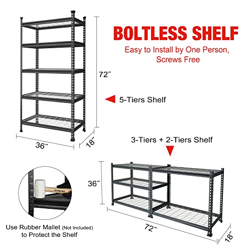 68" W x 24" D x 65" H 7200 LBS Heavy Duty Metal Shelving S9156