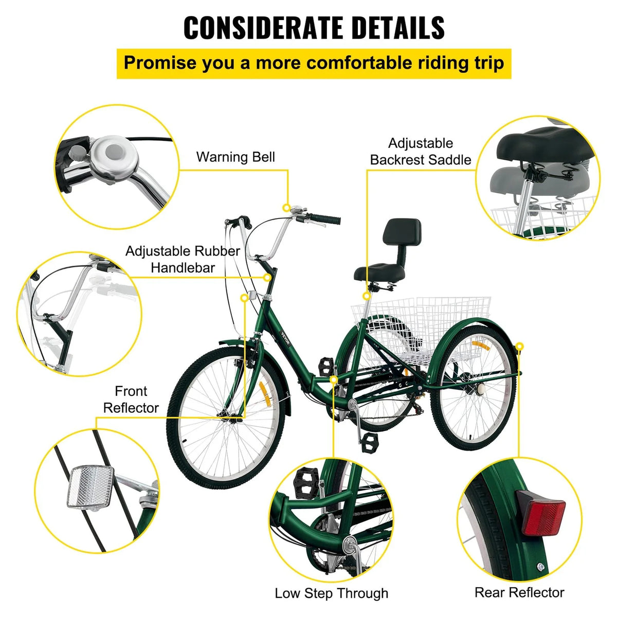Foldable 7-Speed Adult Tricycle 24" Wheels P7782