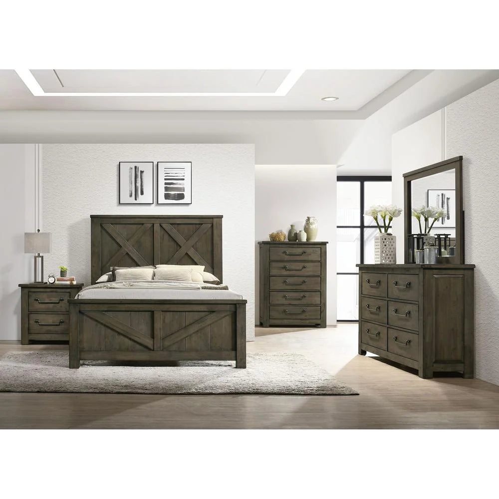 Grey 6-Drawer Dresser with Mirror Set J213994