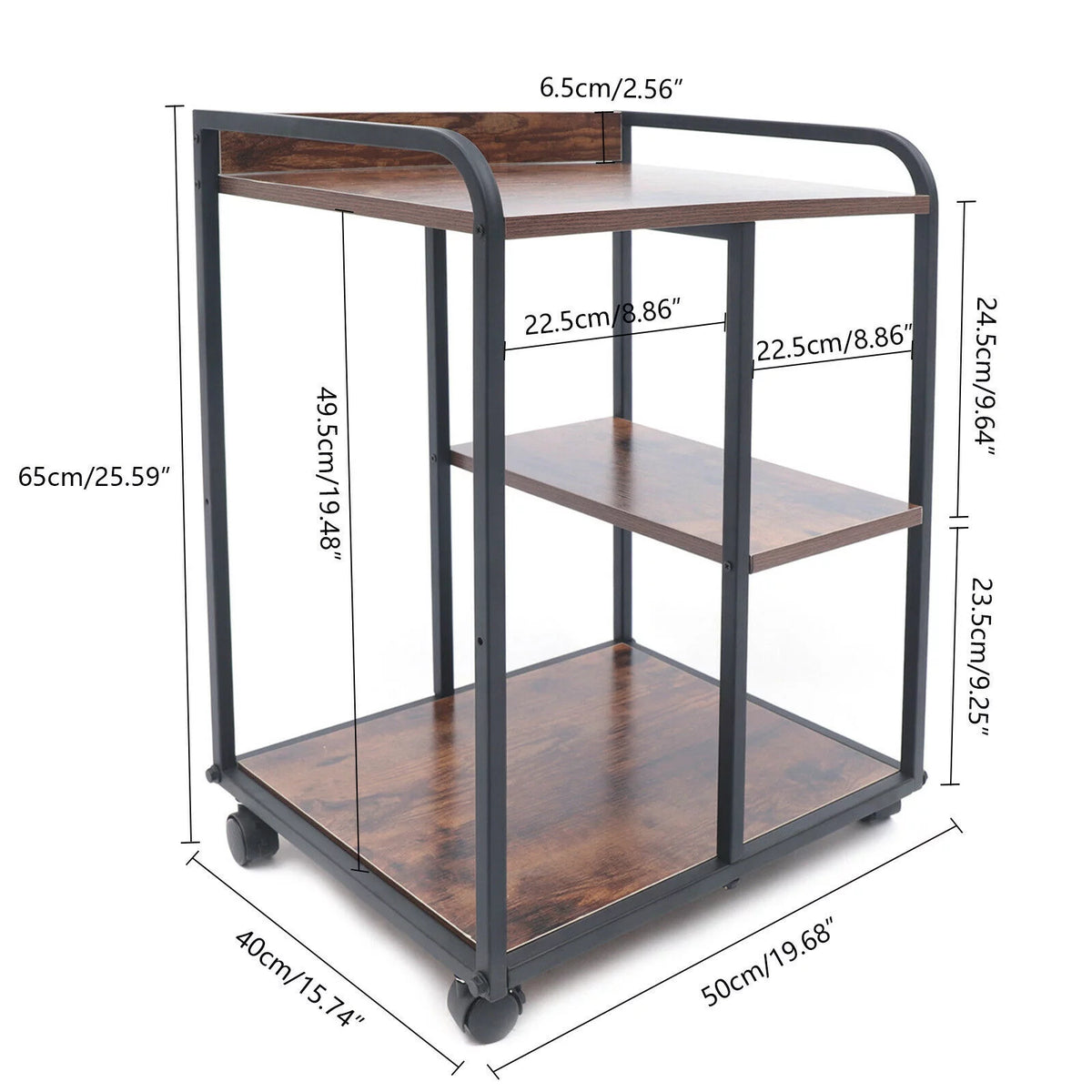 3-Tier Rolling Printer Stand with Storage Z2080