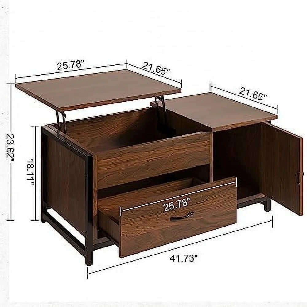 41.7" Lift Top Coffee Table with Drawer and Hidden Compartment W250