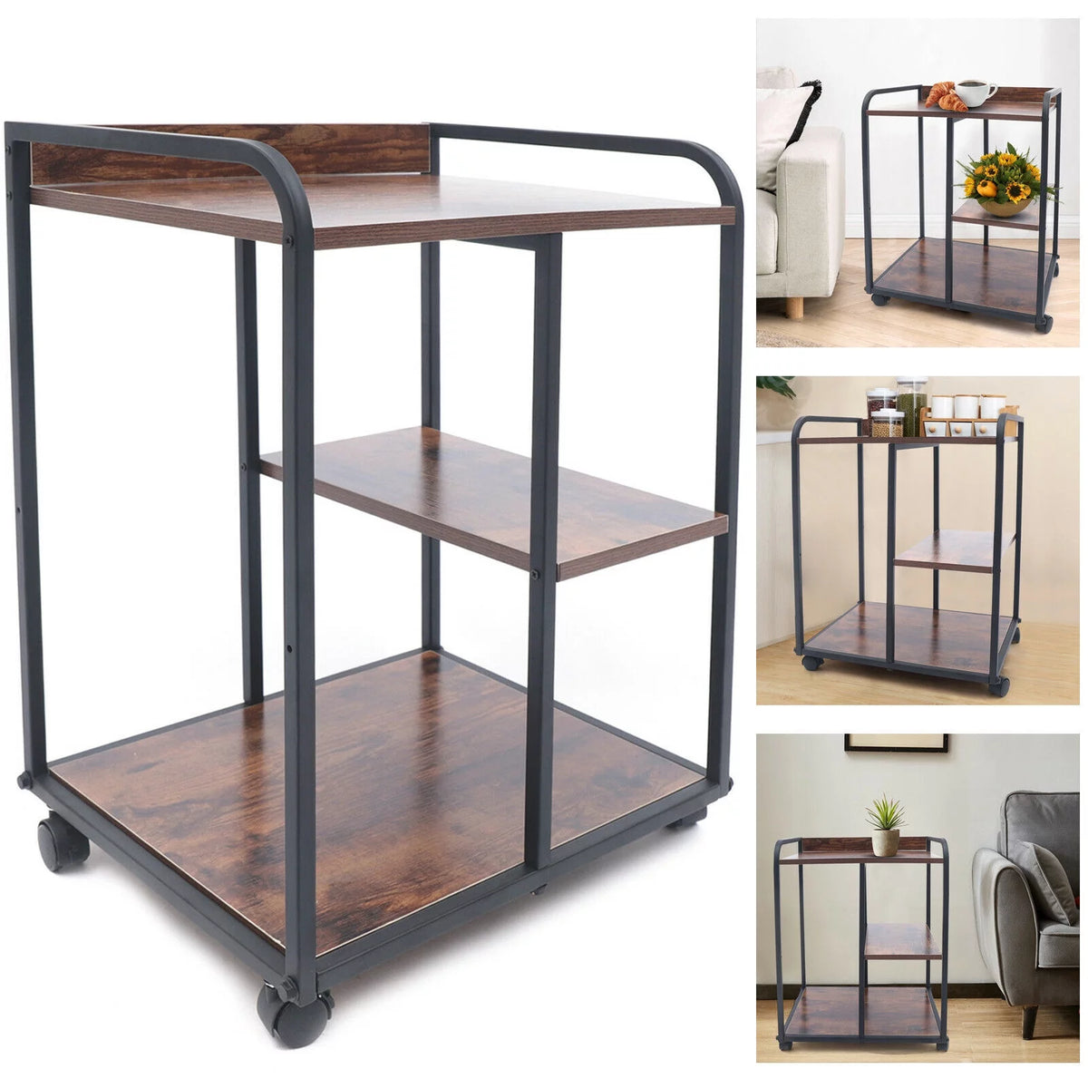3-Tier Rolling Printer Stand with Storage Z2080