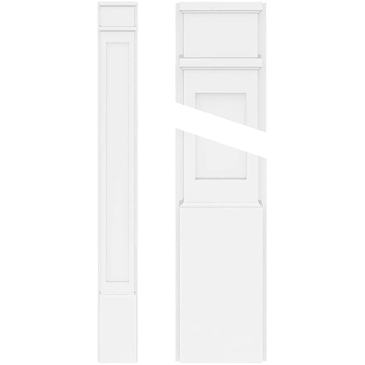 Flat Panel PVC Pilaster with Decorative Capital and Base (Pair) A1063