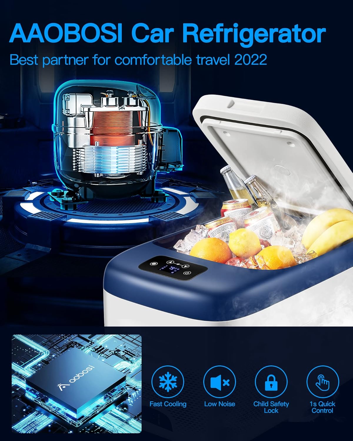 12 Volt 27 Quart Portable Car Refrigerator Freezer with APP Control H735669