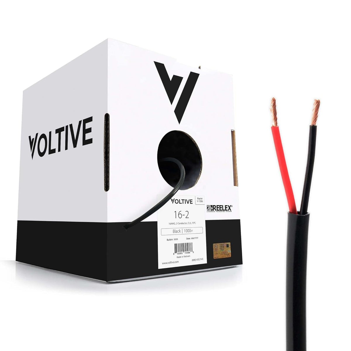 16 AWG 4 Conductor UL Listed CL2/CL3 Oxygen-Free Copper 500 Foot Bulk Cable White Y32053