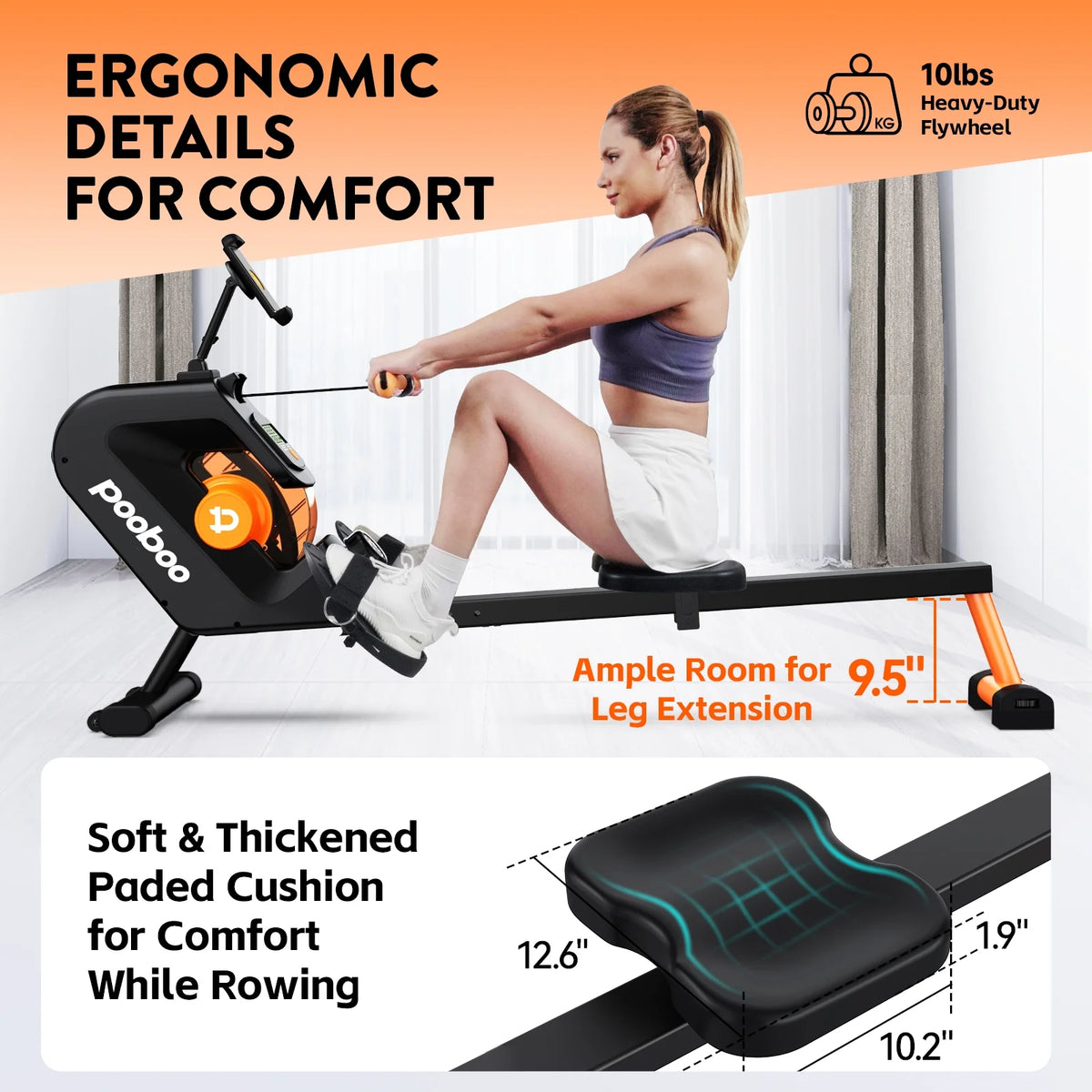 Foldable Magnetic Rowing Machine 8 Level Resistance R683067
