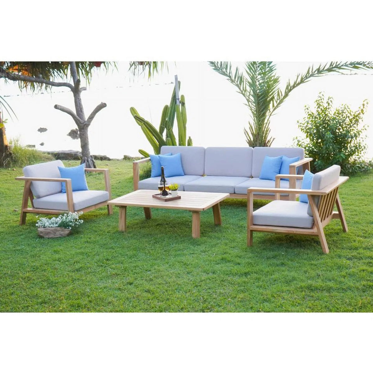 4 Pieces Teak Outdoor Conversation Set V7146
