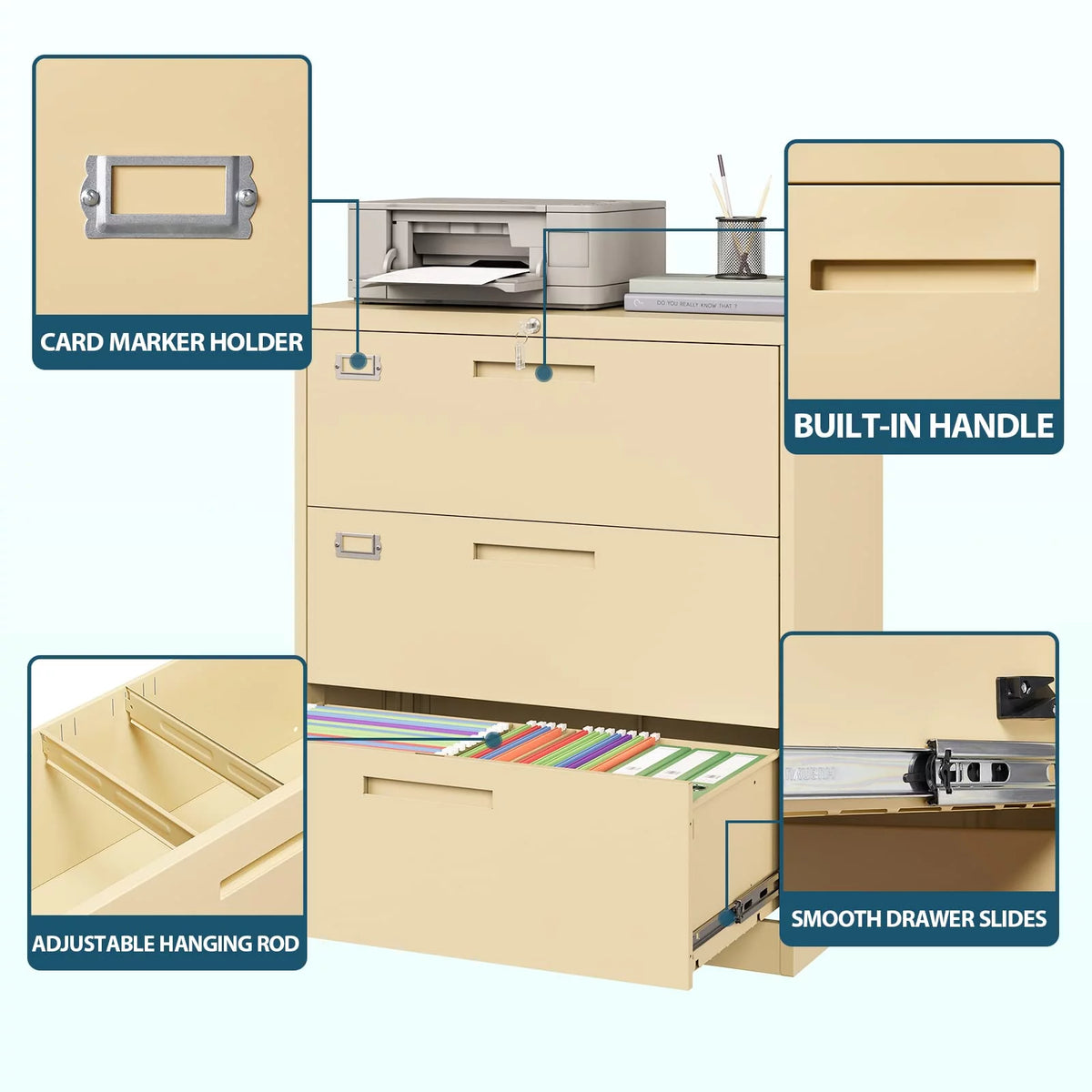 3 Drawer Metal File Cabinet with Lock X315