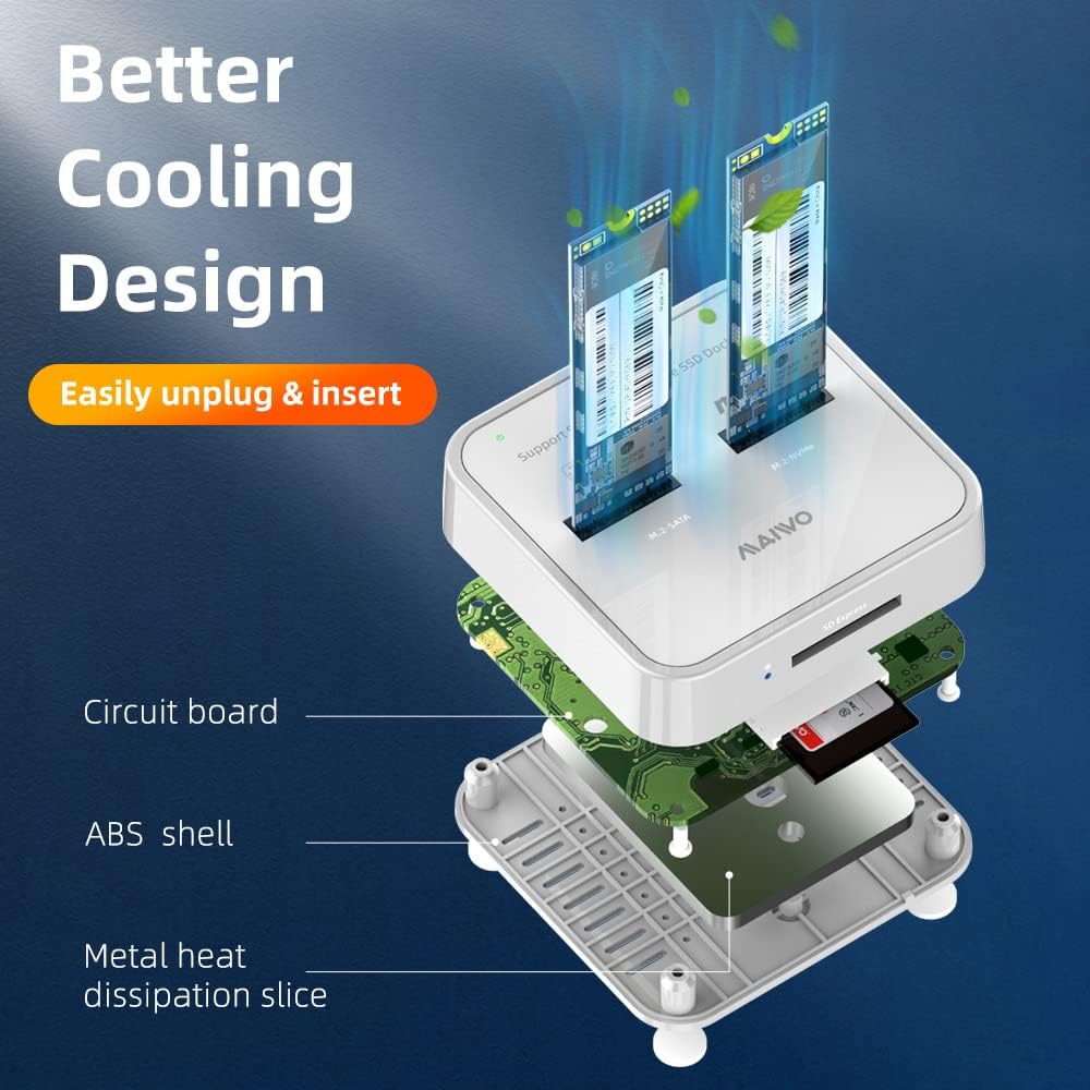 2 Bay M.2 NVMe SATA Docking Station with USB3.1 GEN2 Card Reader B731