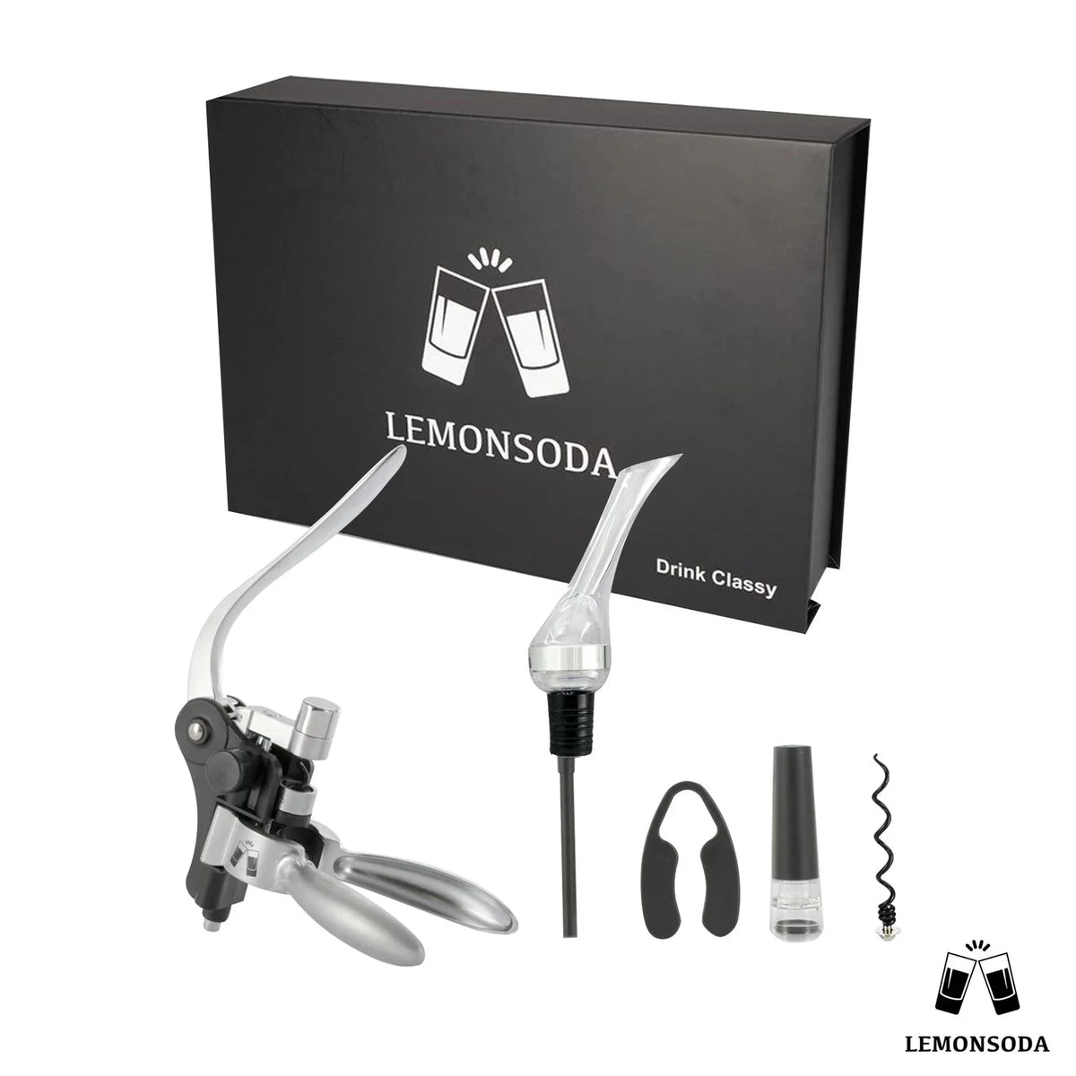 Wine Bottle Opener Kit with Corkscrew, Pourer, Foil Cutter, Stopper I429365
