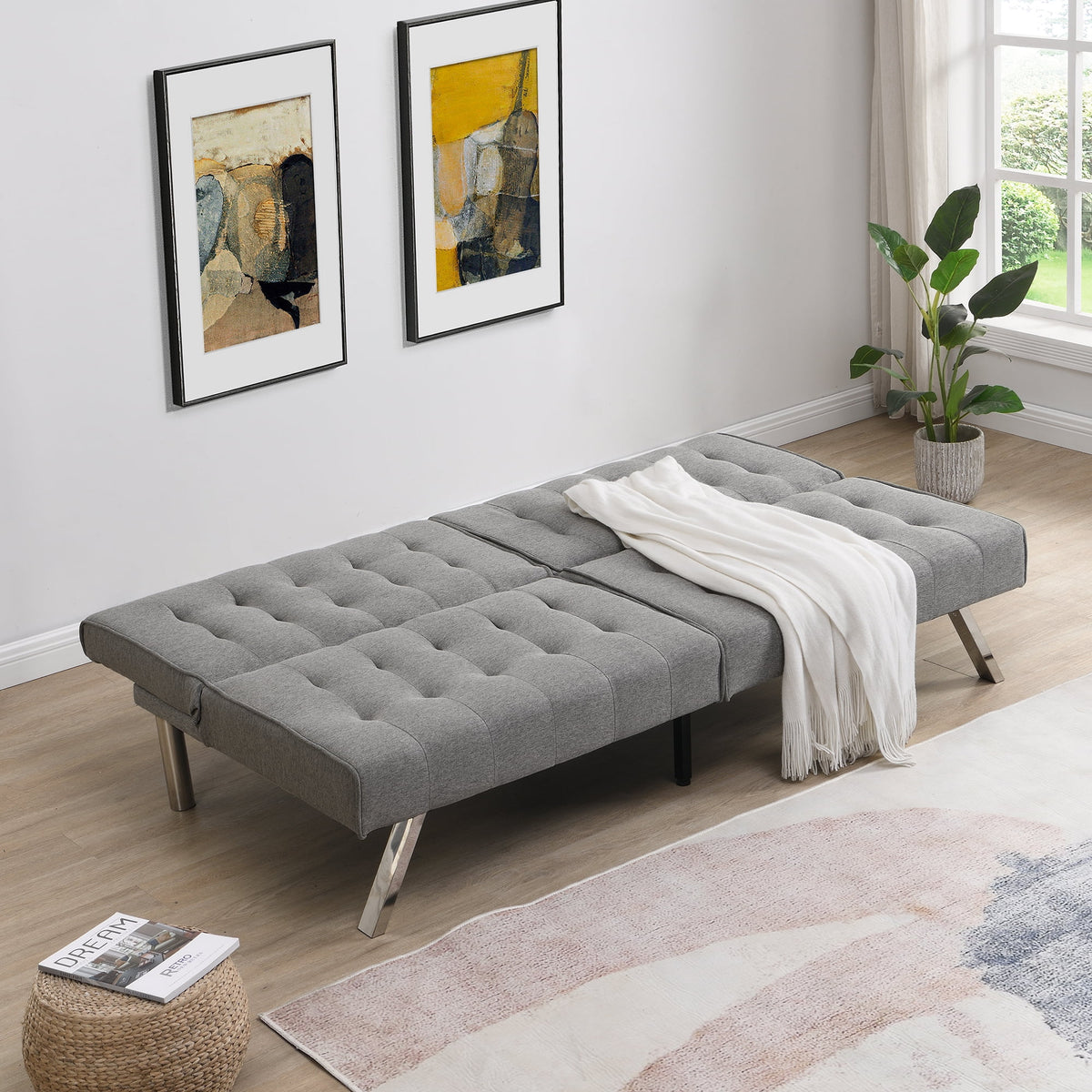 Gray Fabric Sofa Bed W73953