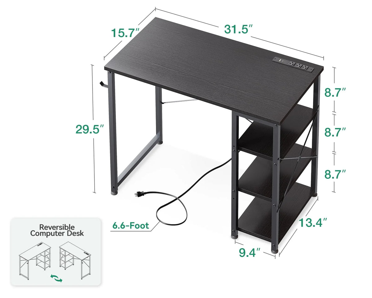 40 Inch Computer Desk with Power Outlet and USB Charging Port C4950