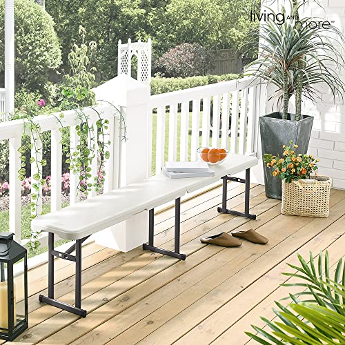 6 Foot Fold-in-Half Bench with Steel Frame, White L1106