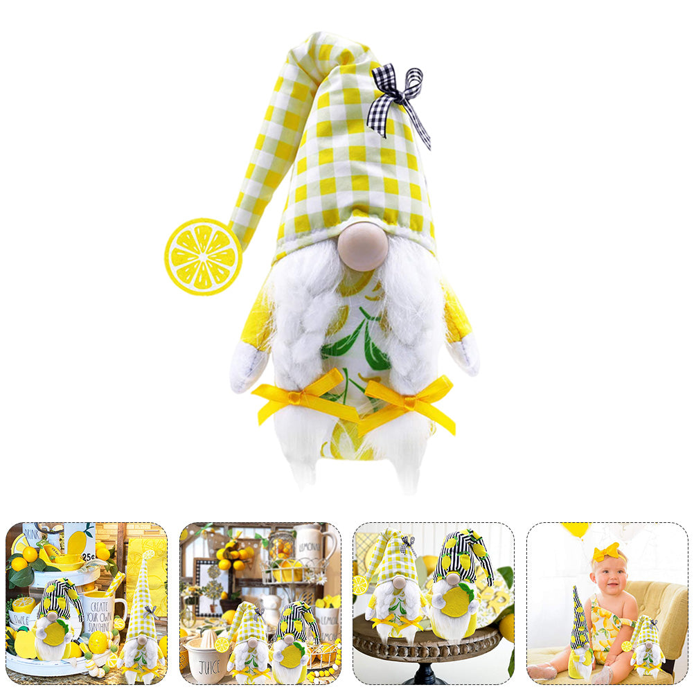 Lemon Pattern Plush Gnome Doll U369