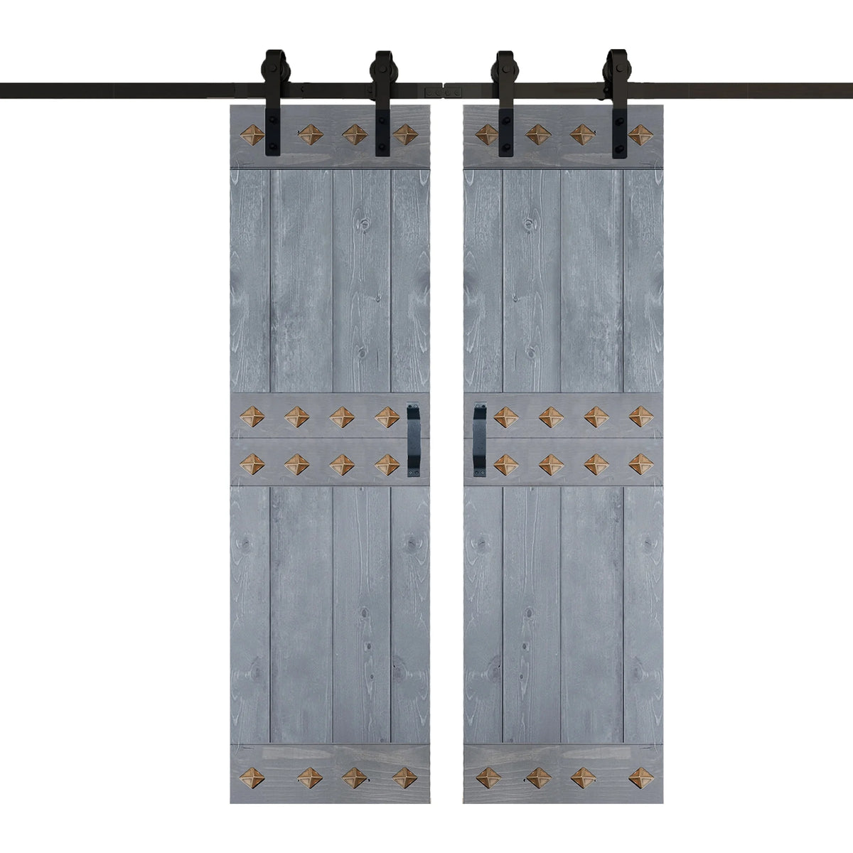 Dark Gray Knotty Pine Wood Barn Door with Hardware Kit H4553