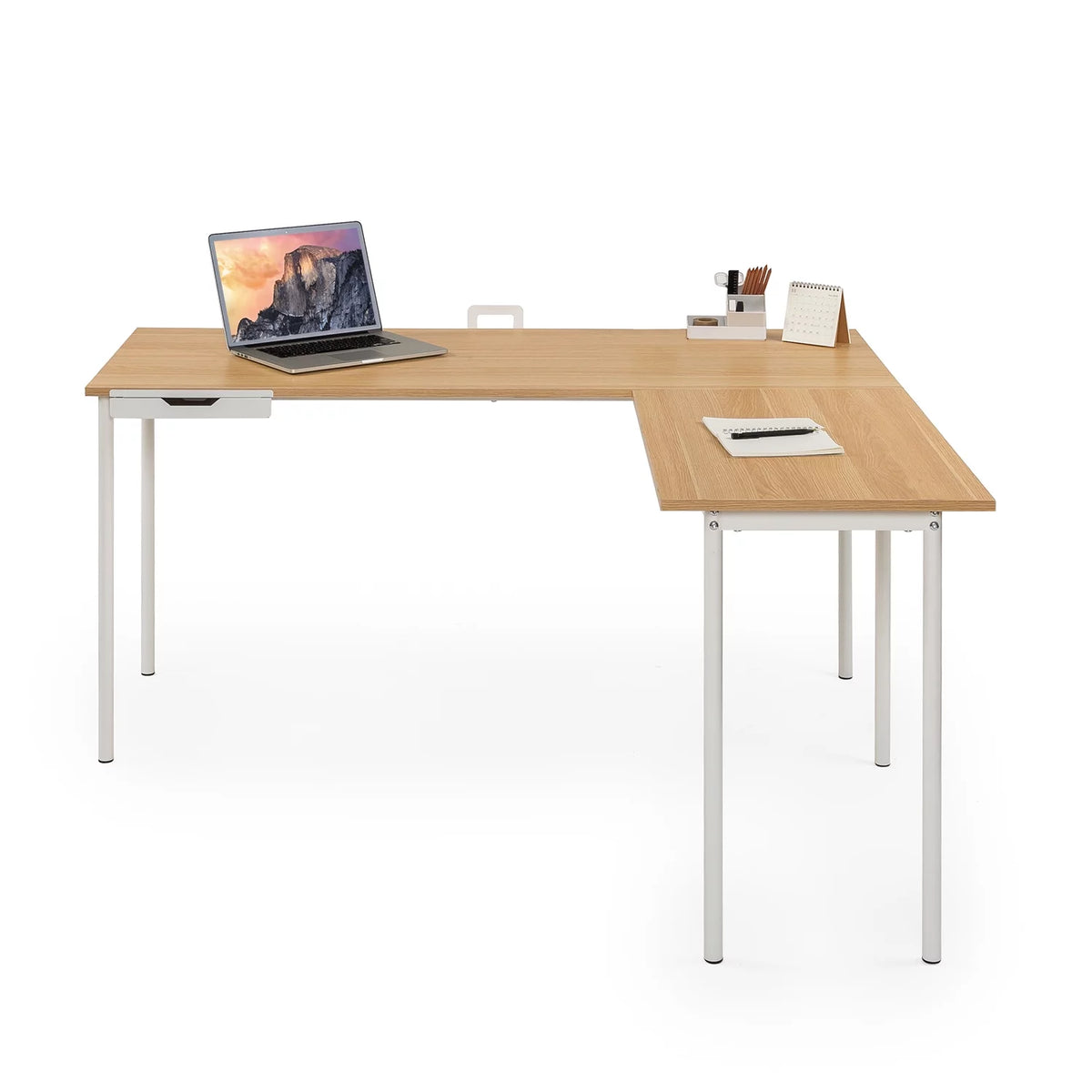Cream L-Shaped Corner Desk D7806
