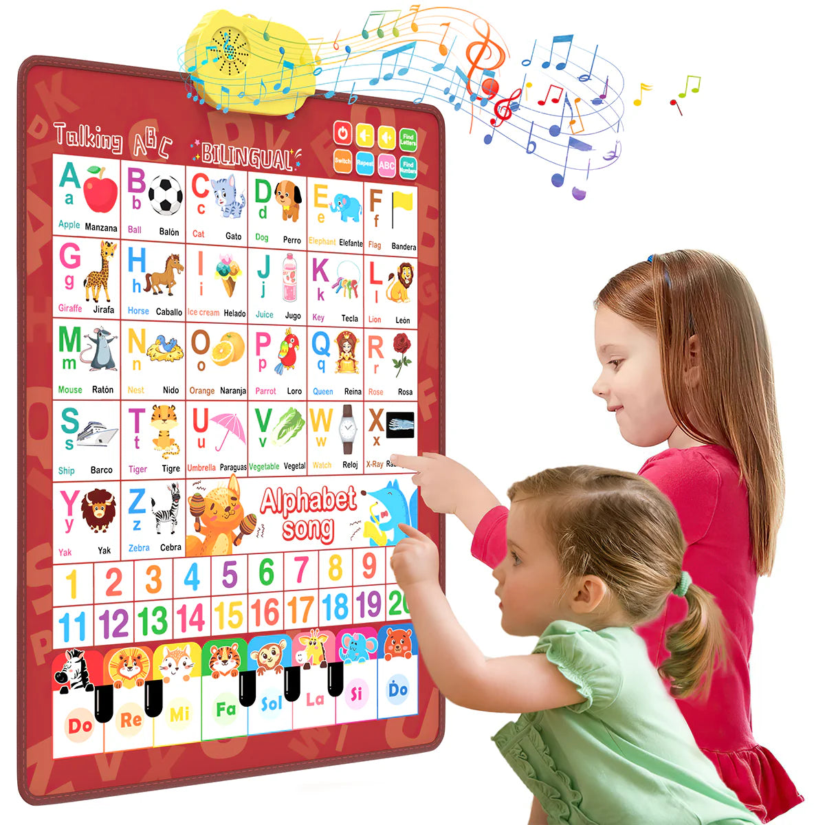Electronic Alphabet Wall Chart, English & Spanish, Red L5833