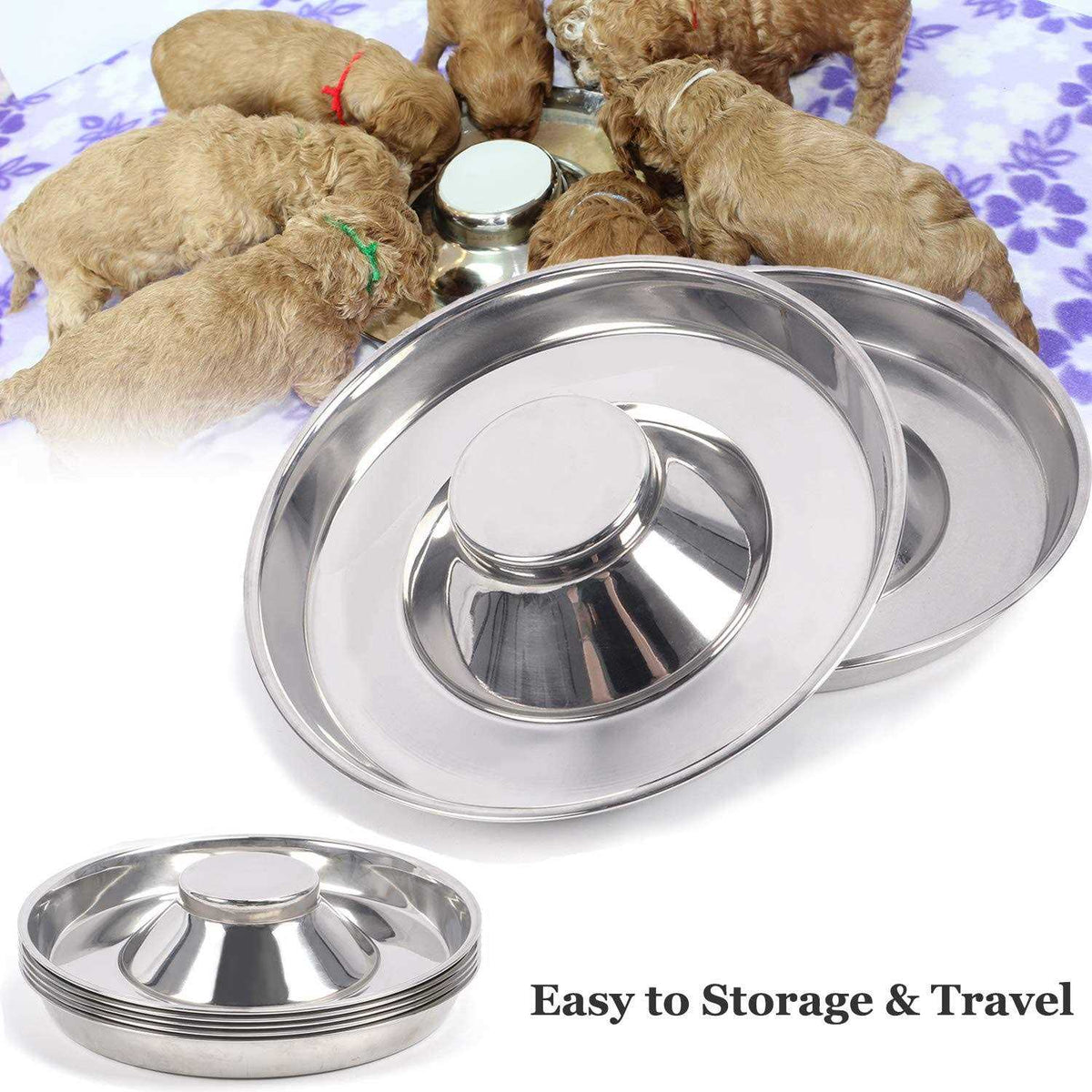 Stainless Steel Puppy Feeding Food and Water Bowls G6120