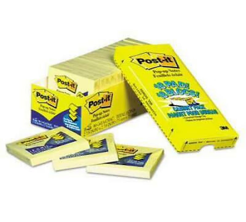 Canary Yellow Pop-up Notes Refill Cabinet Pack, 3 x 3, 90-Sheet, 18/Pack V95419