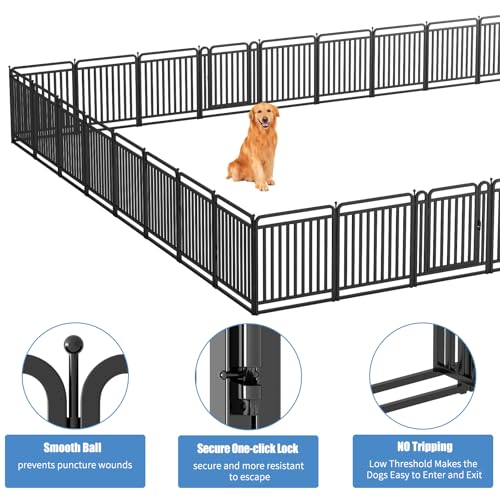 32 Inch 16 Panels Foldable Metal Dog Playpen with Doors H418