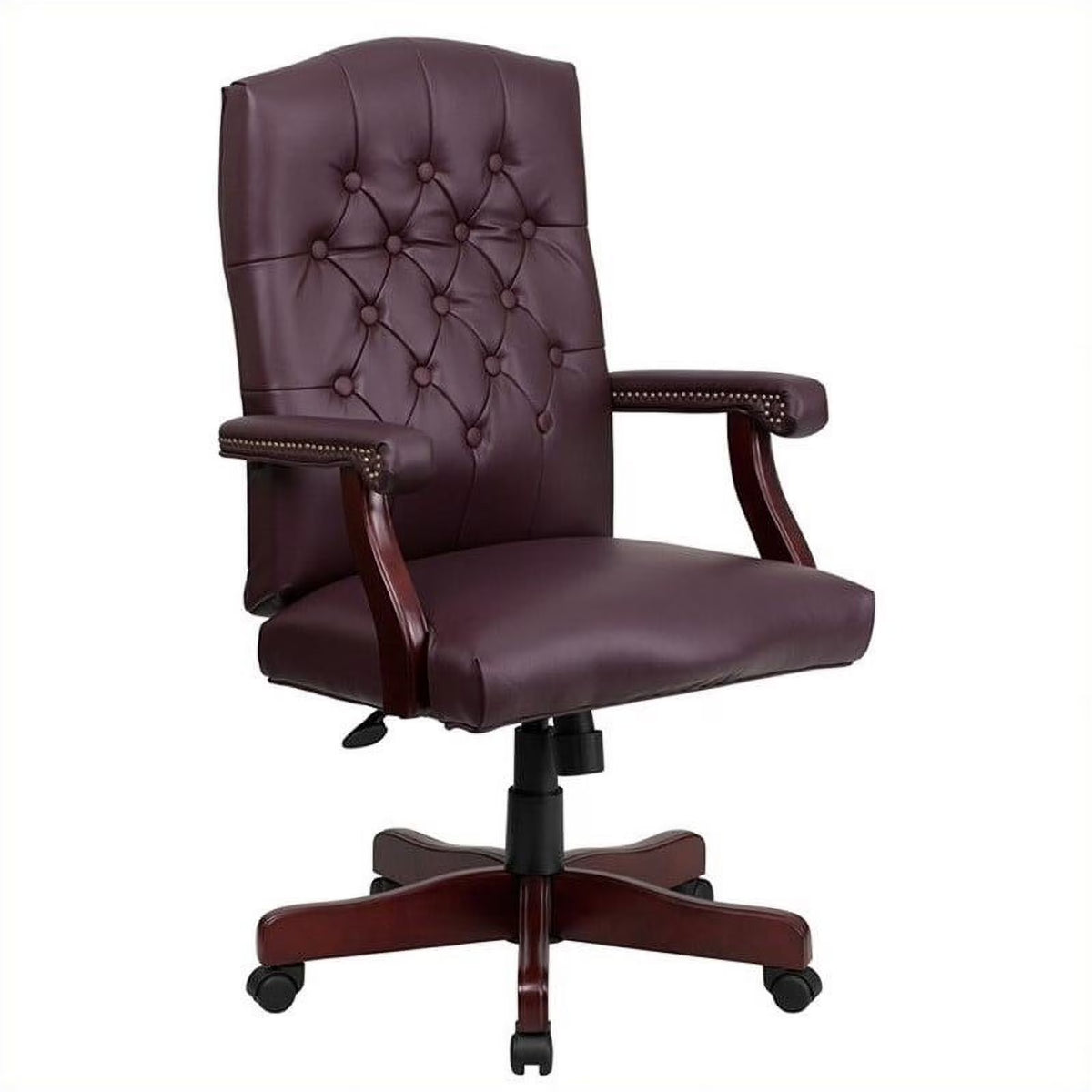 Burgundy Leather Swivel Office Chair I151743