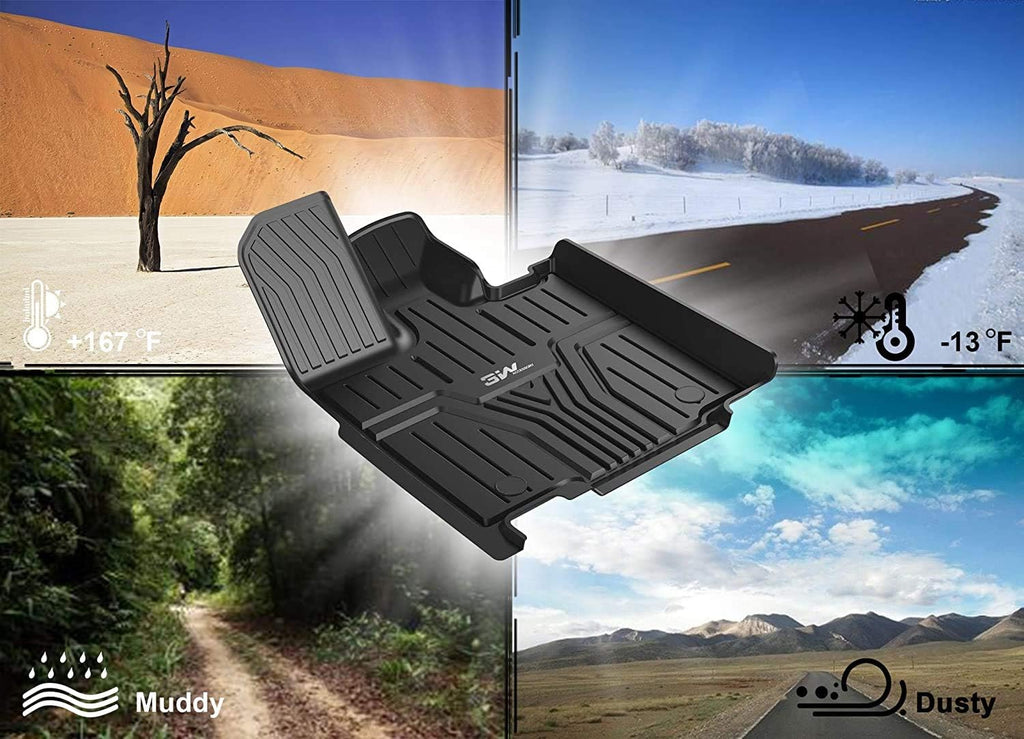 TPE All Weather Custom Fit Floor Liner for Audi Q7, 1st & 2nd Row Full Set, Black U9842