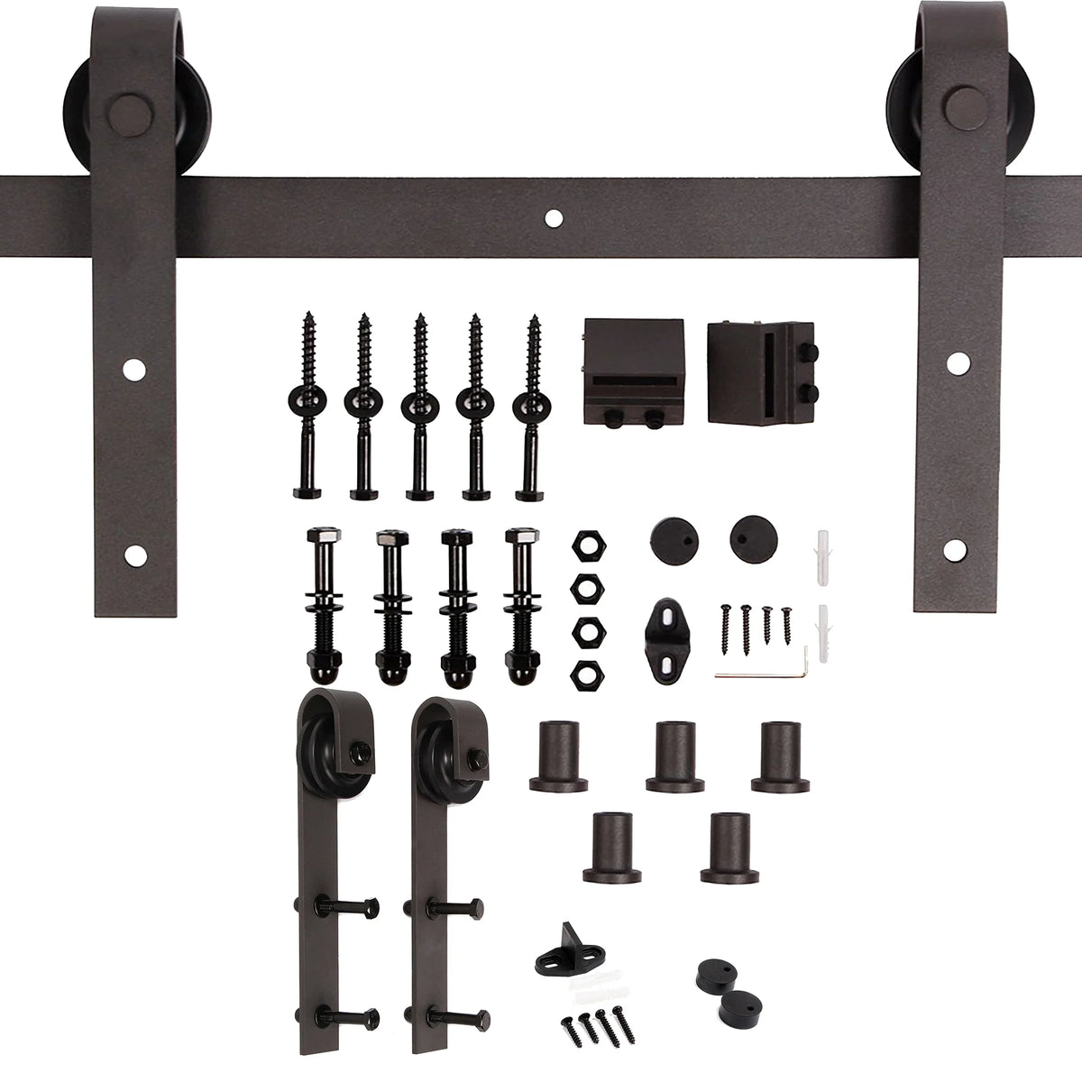 Dark Gray Knotty Pine Wood Barn Door with Hardware Kit H4553