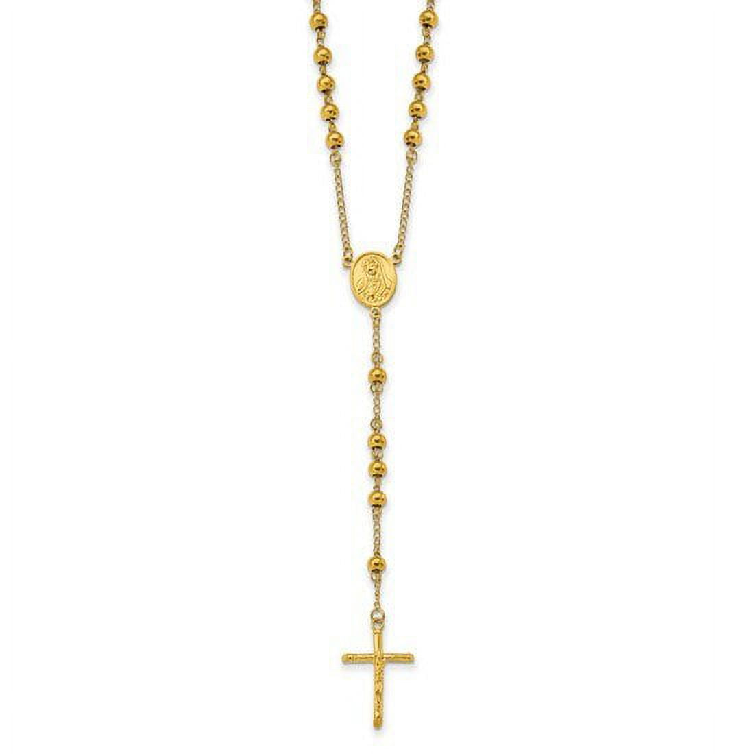 30" Stainless Steel Polished Rosary Necklace W297101