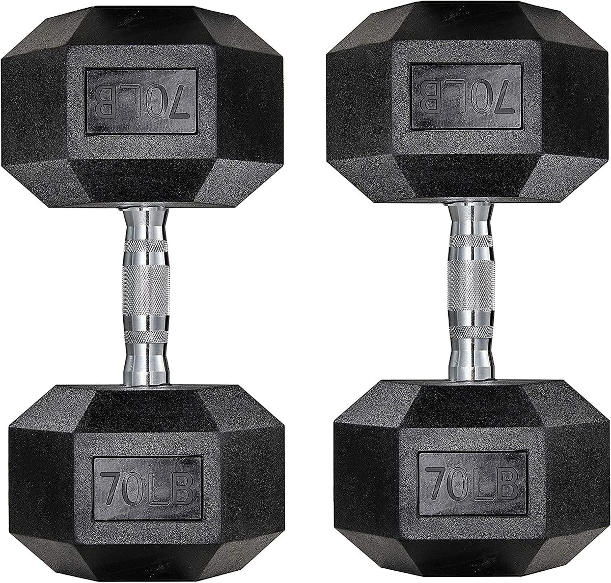 65lbs Rubber Coated Cast Iron Hex Dumbbell Set B216256