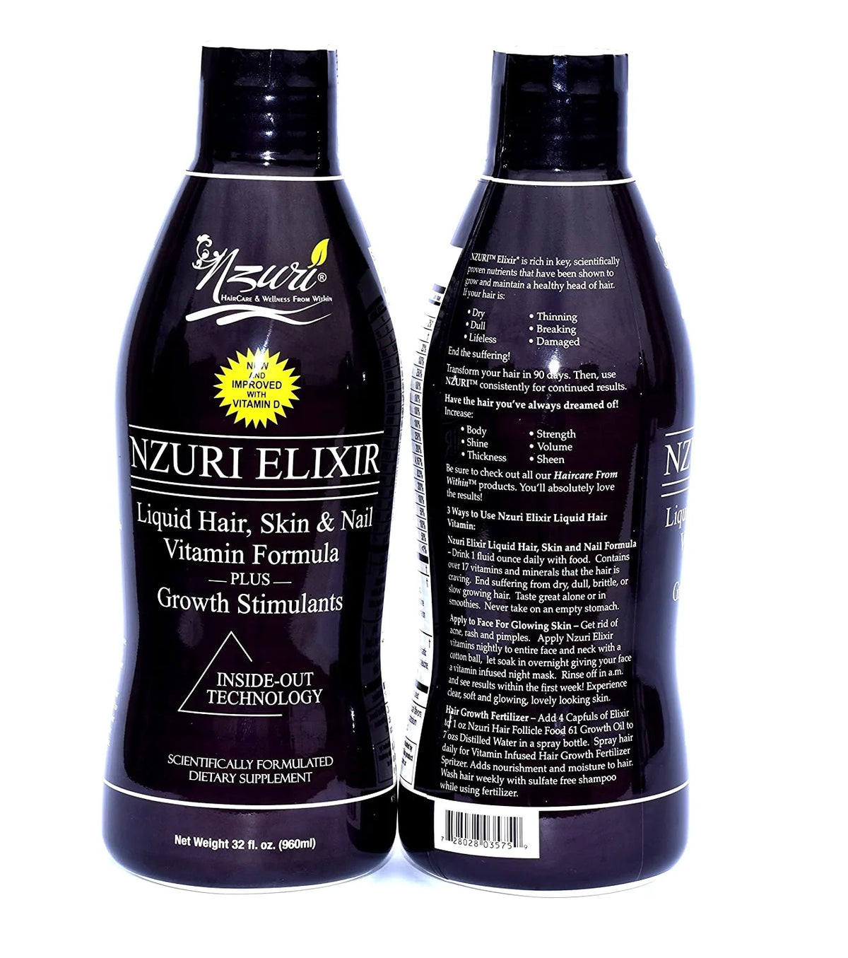 Hair Skin and Nails Vitamins with Biotin, Folate, and Vitamin D, 32 oz H58041