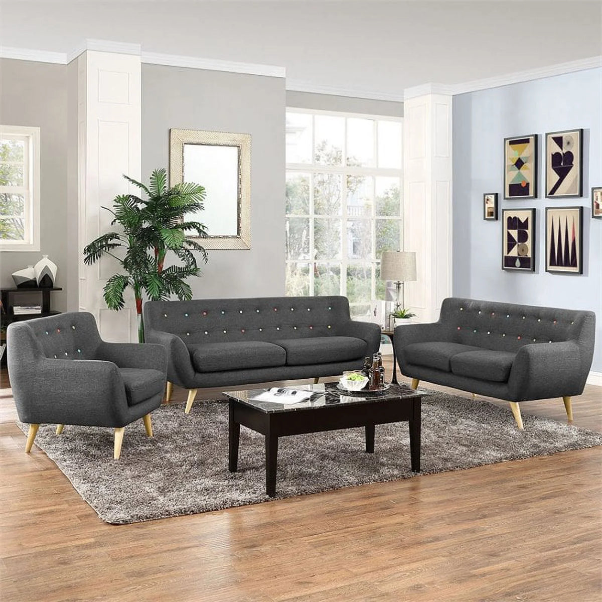 3 Piece Gray Sofa Set C69086
