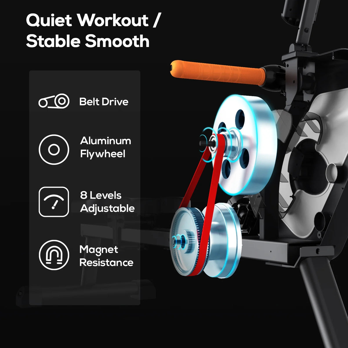 Foldable Magnetic Rowing Machine 8 Level Resistance R683067