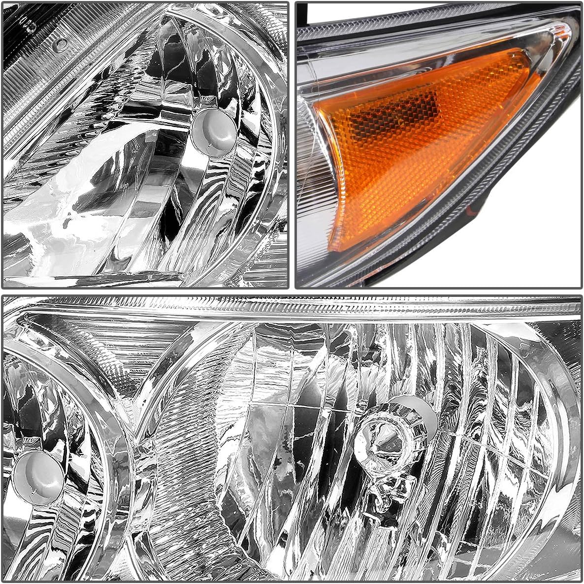 Chrome Housing Amber Corner Headlights Assembly O387