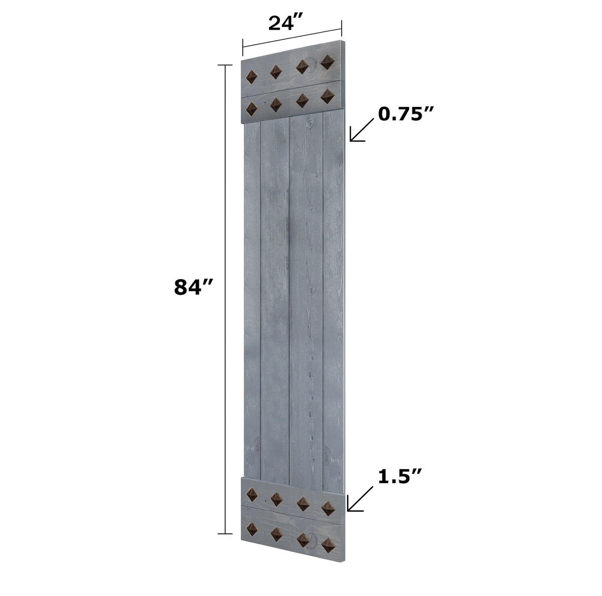 Dark Gray Knotty Pine Wood Barn Door with Hardware Kit H4553