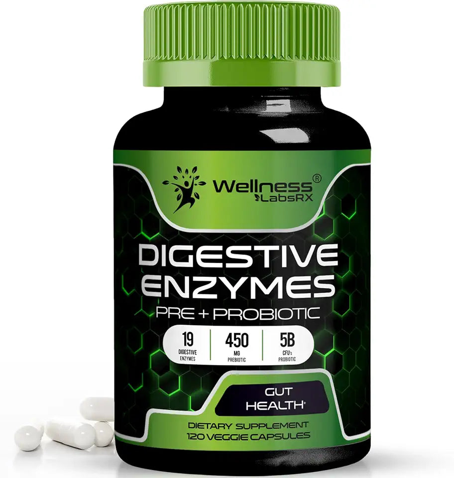 Digestive Enzymes with Probiotics and Prebiotics 450mg 120 Count Capsules L578