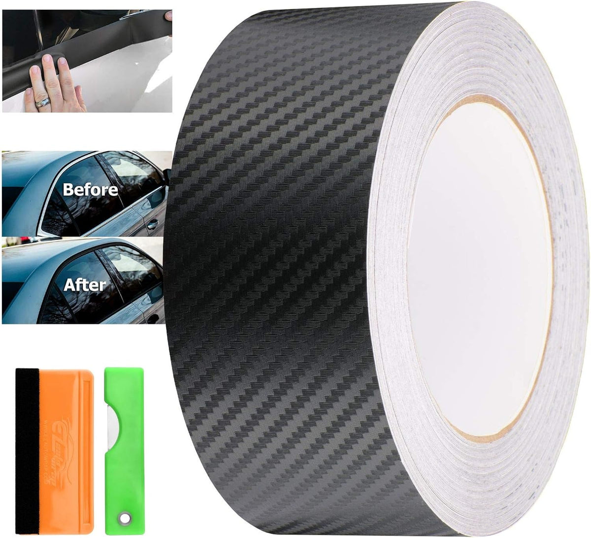 3D Carbon Fiber Black Vinyl Wrap Kit 2 x25Ft J371