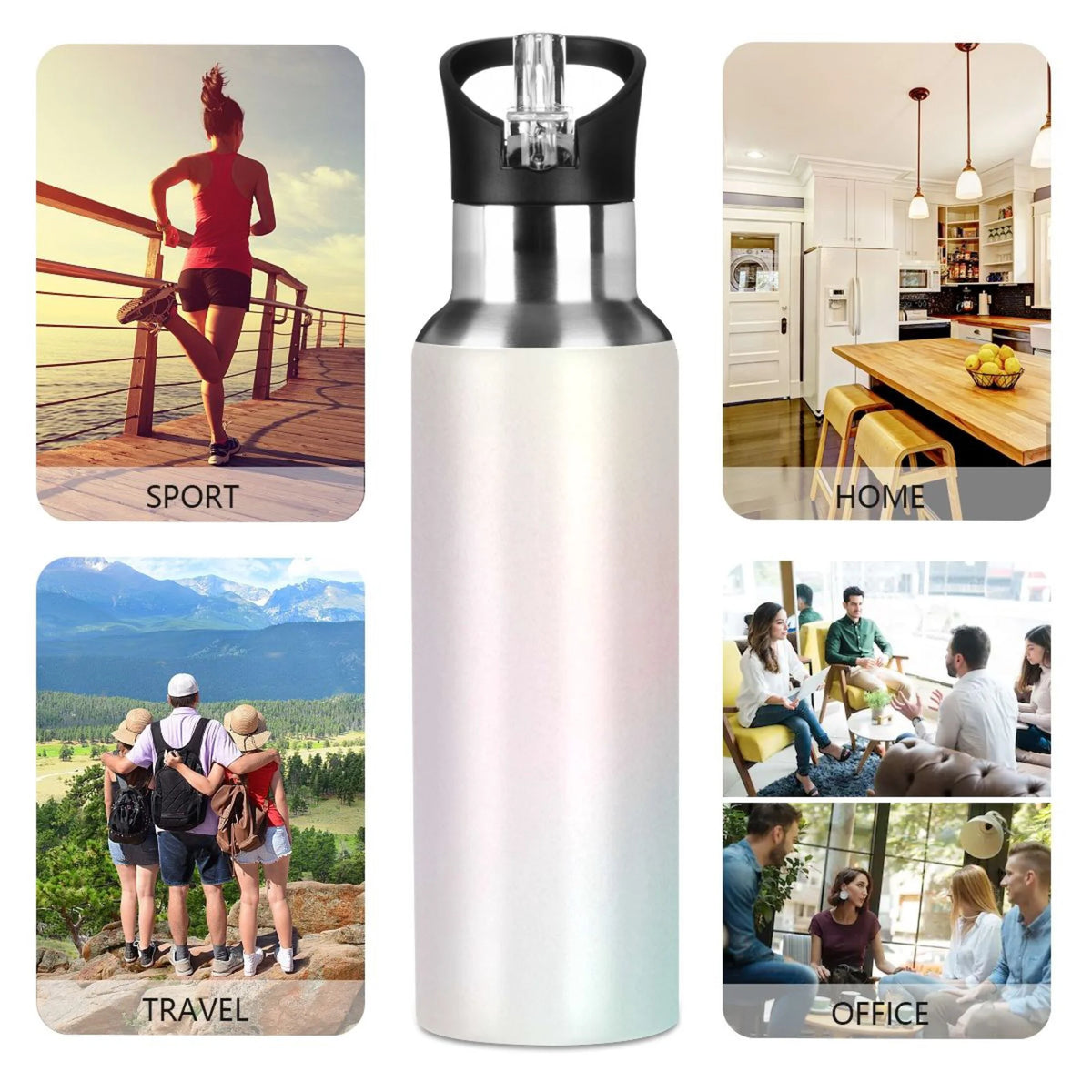 20 OZ Stainless Steel Vacuum Insulated Water Bottle with Straw Lid Q569002