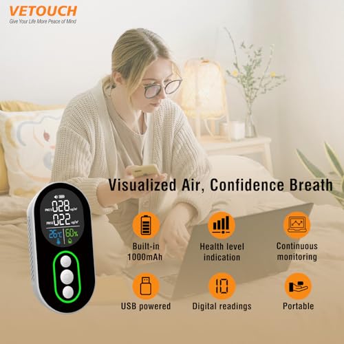 Air Quality Monitor, Pm2.5 & Pm10 Particle Detector, Temperature and Humidity Display L65179