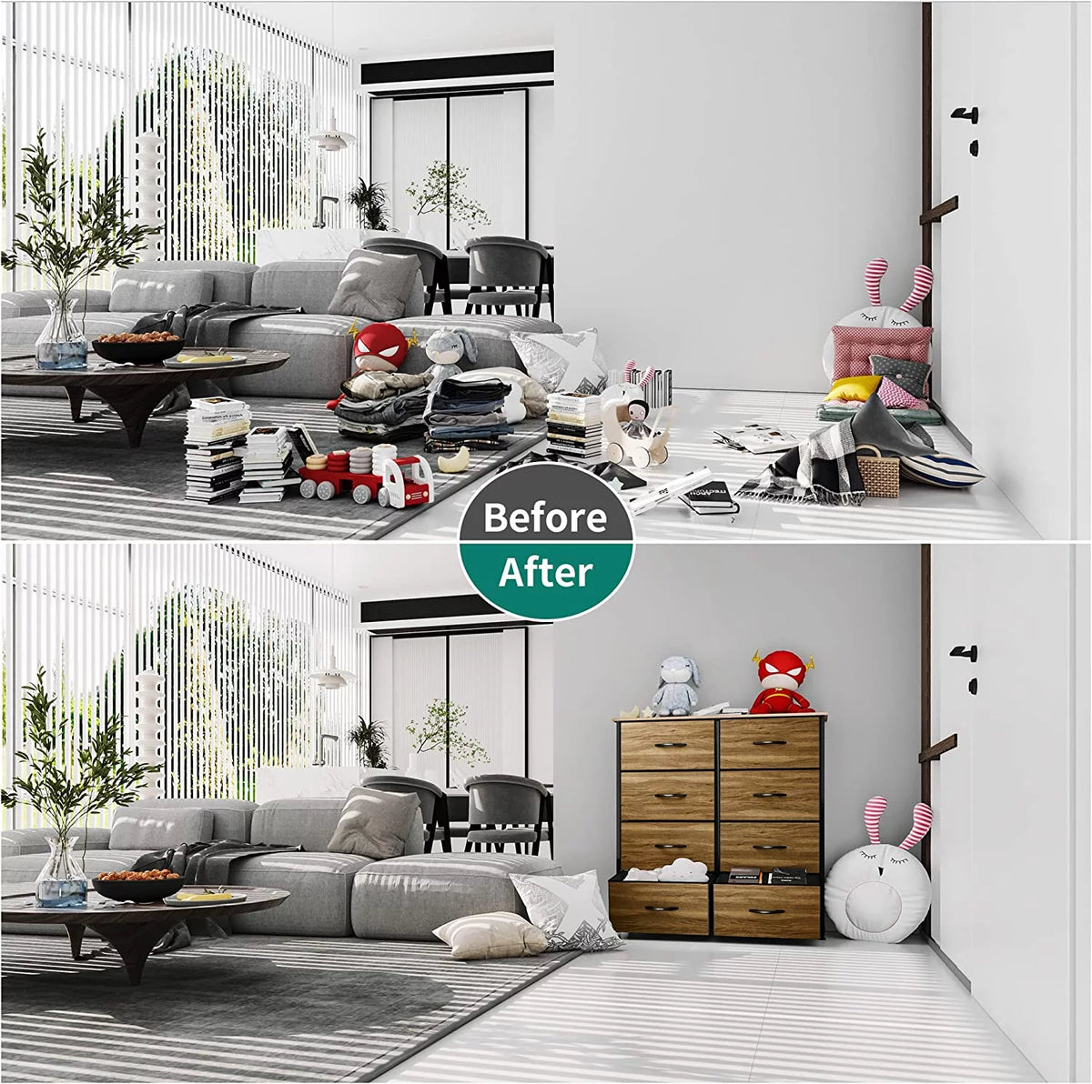 8 Drawer Fabric Dresser F9964