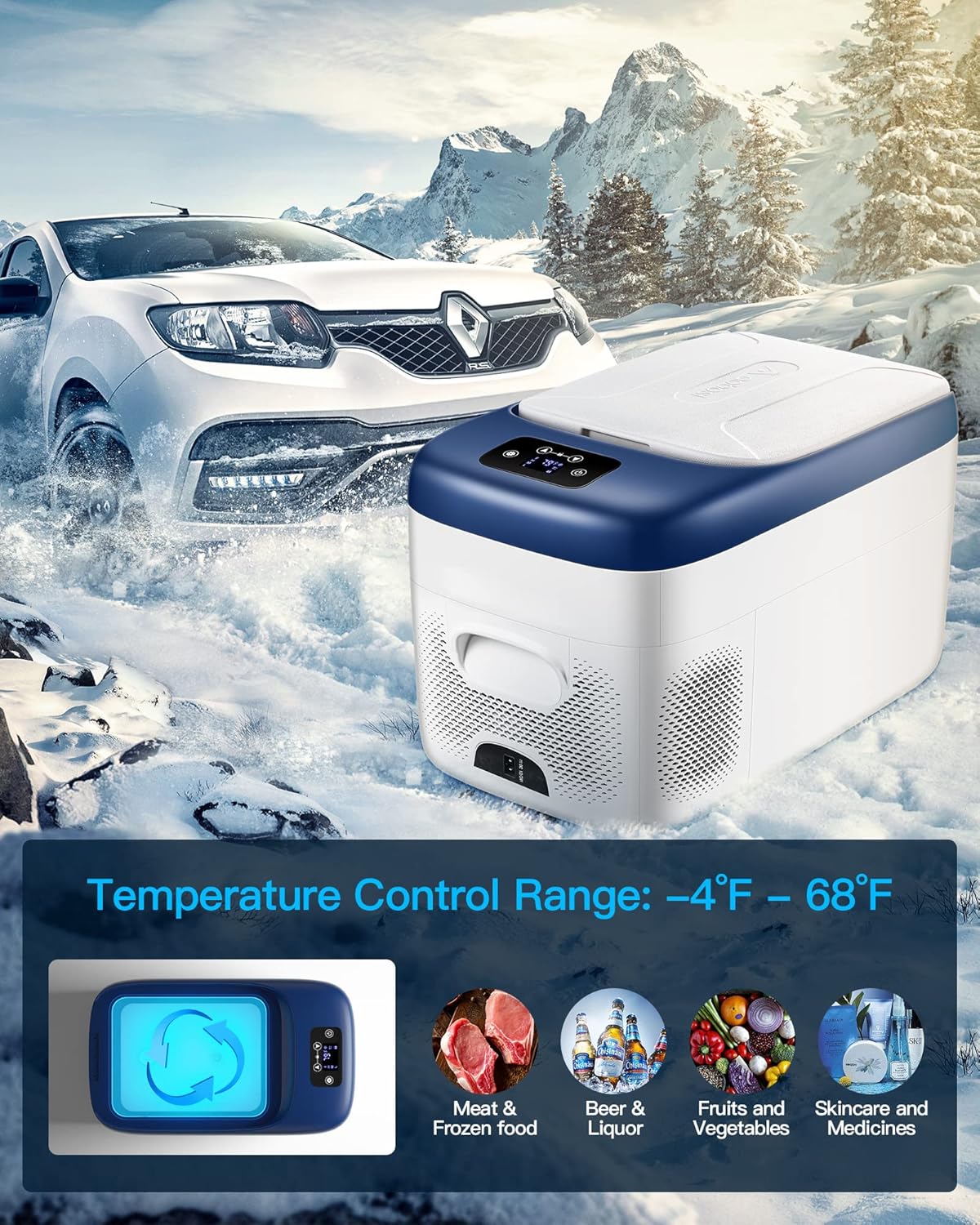 12 Volt 27 Quart Portable Car Refrigerator Freezer with APP Control H735669