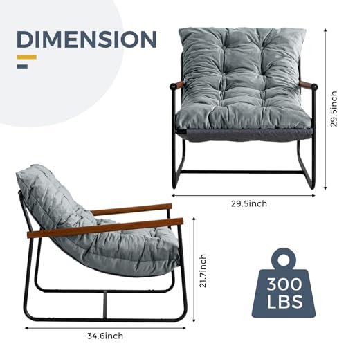 Beige Velvet Accent Chair with Metal Frame R952978