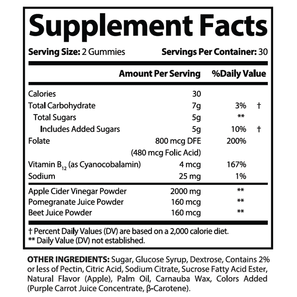 5 Pack 2000mg ACV Gummies Dietary Supplement U149182