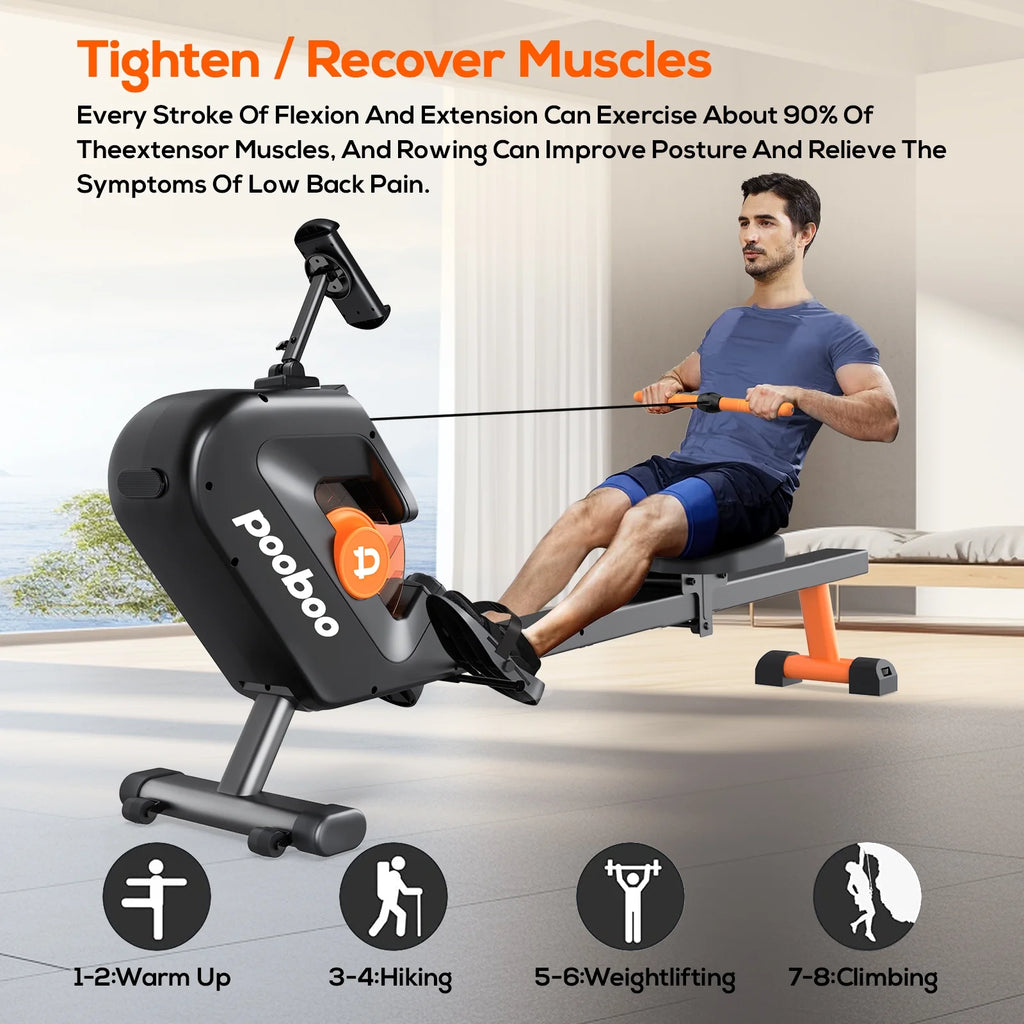 Foldable Magnetic Rowing Machine 8 Level Resistance R683067
