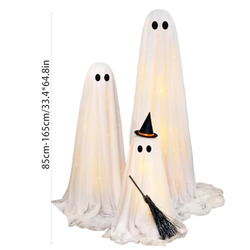 3 Pack Light Up Ghosts Halloween Decoration with Timer Remote E66262