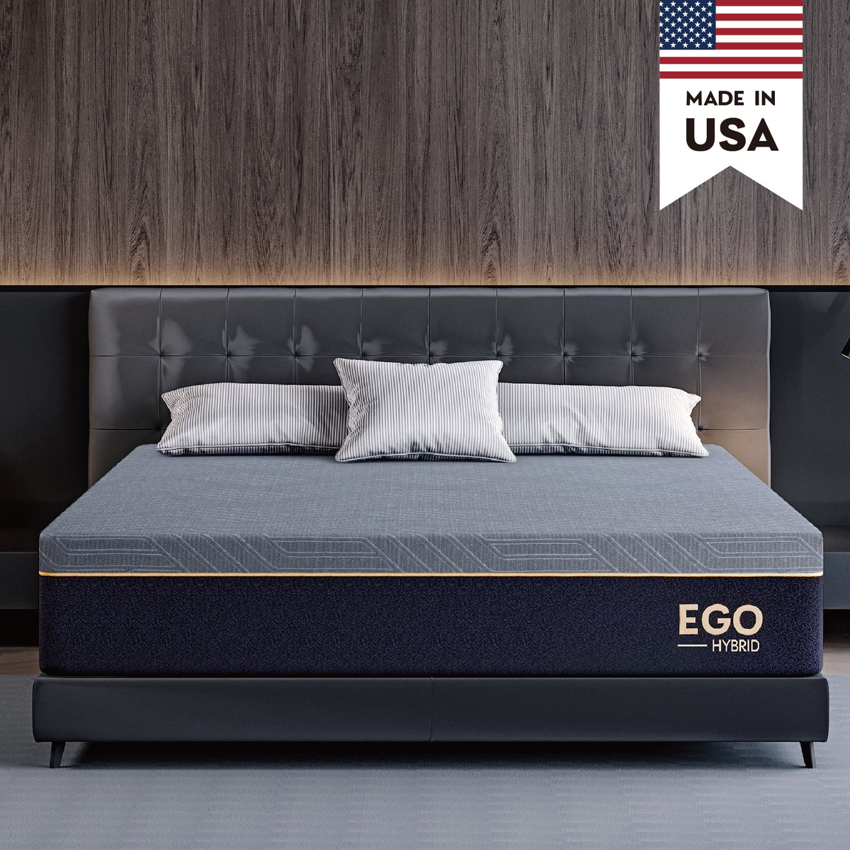 Black 12 inch Full Size Memory Foam Hybrid Mattress X2517